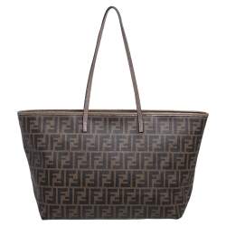 Pre Owned Fendi Tobacco Zucca Coated Canvas Spalmati Roll Shopper Tote