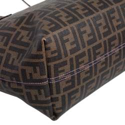 Pre Owned Fendi Tobacco Zucca Coated Canvas Spalmati Roll Shopper Tote