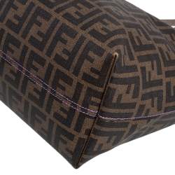 Pre Owned Fendi Tobacco Zucca Coated Canvas Spalmati Roll Shopper Tote