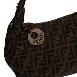 Pre Owned Fendi Tobacco Zucca Canvas Large Chef Chain Hobo