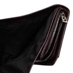 Pre Owned Fendi Tobacco Zucca Canvas and Leather Trim Flap Wallet