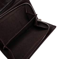 Pre Owned Fendi Tobacco Zucca Canvas and Leather Trim Flap Wallet