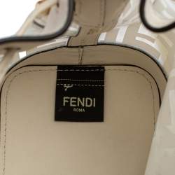 Pre Owned Fendi White Zucca PVC and Leather Mini Mon Tresor Drawstring Bucket Bag