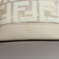 Pre Owned Fendi White Zucca PVC and Leather Mini Mon Tresor Drawstring Bucket Bag