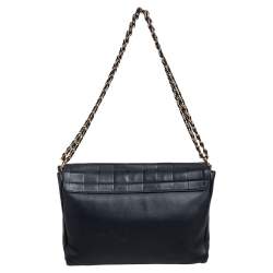 Pre Owned Fendi Black Pequin Embossed Leather Large Claudia Shoulder Bag