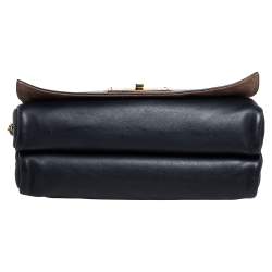 Pre Owned Fendi Black Pequin Embossed Leather Large Claudia Shoulder Bag