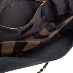 Pre Owned Fendi Black Pequin Embossed Leather Large Claudia Shoulder Bag