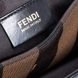 Pre Owned Fendi Black Pequin Embossed Leather Large Claudia Shoulder Bag