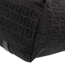 Pre Owned Fendi Black Zucchino Canvas and Leather Superstar Shopper Tote