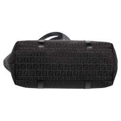 Pre Owned Fendi Black Zucchino Canvas and Leather Superstar Shopper Tote