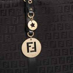 Pre Owned Fendi Black Zucchino Canvas and Leather Superstar Shopper Tote