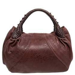 Pre Owned Fendi Brown Leather Spy Hobo
