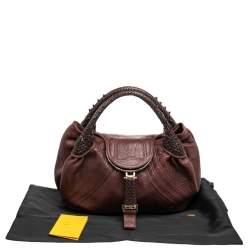 Pre Owned Fendi Brown Leather Spy Hobo