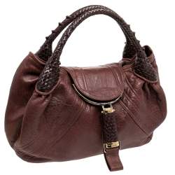 Pre Owned Fendi Brown Leather Spy Hobo