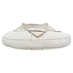 Pre Owned Fendi White Leather Selleria Baguette Bag