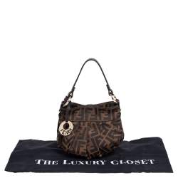 Pre Owned Fendi Tobacco Zucca Canvas and Leather Mini Chef Bag