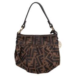 Pre Owned Fendi Tobacco Zucca Canvas and Leather Mini Chef Bag