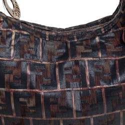 Pre Owned Fendi Multicolor Zucca Jacquard Fabric Chef Chain Link Hobo