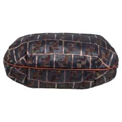 Pre Owned Fendi Multicolor Zucca Jacquard Fabric Chef Chain Link Hobo