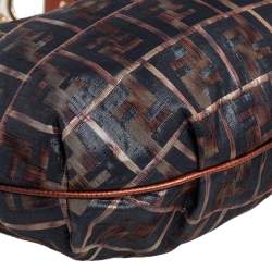Pre Owned Fendi Multicolor Zucca Jacquard Fabric Chef Chain Link Hobo