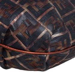 Pre Owned Fendi Multicolor Zucca Jacquard Fabric Chef Chain Link Hobo