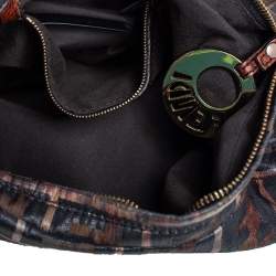 Pre Owned Fendi Multicolor Zucca Jacquard Fabric Chef Chain Link Hobo