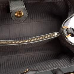 Pre Owned Fendi Grey Leather Small 2Jours Tote