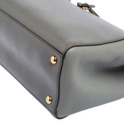 Pre Owned Fendi Grey Leather Small 2Jours Tote