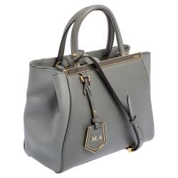 Pre Owned Fendi Grey Leather Small 2Jours Tote