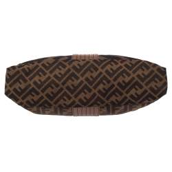 Fendi Tobacco Zucca Canvas and Leather Maxi Baguette Flap Shoulder Bag