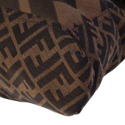 Fendi Tobacco Zucca Canvas and Leather Maxi Baguette Flap Shoulder Bag