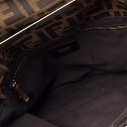 Fendi Tobacco Zucca Canvas and Leather Maxi Baguette Flap Shoulder Bag
