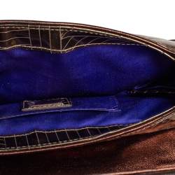 Pre Owned Fendi Gold/Copper Patent and Leather Mini Vanity Mirrored Clutch Bag