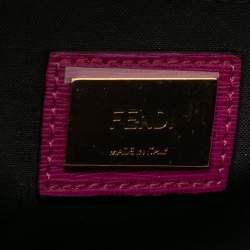 Pre Owned حقيبة كتف فندي دمي جور صغيرة جلد منقوش رصاصية داكنة