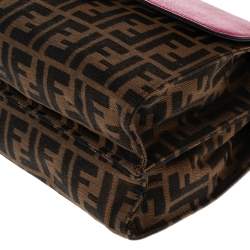 Pre Owned حقيبة كتف فندي دمي جور صغيرة جلد منقوش رصاصية داكنة