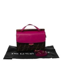 Pre Owned حق يبة كتف فندي دمي جور صغيرة جلد منقوش رصاصية داكنة