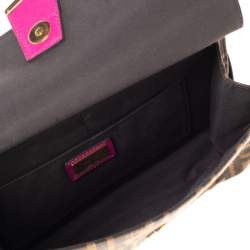 Pre Owned حقيبة كتف فندي دمي جور صغيرة جلد منقوش رصاصية داكنة