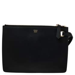 Pre Owned Fendi X Fila Multicolor Leather Zip Wristlet Clutch