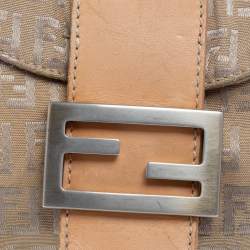 Pre Owned Fendi Beige Zucca Canvas Mama Forever Baguette