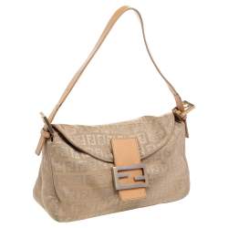 Pre Owned Fendi Beige Zucca Canvas Mama Forever Baguette