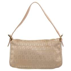 Pre Owned Fendi Beige Zucca Canvas Mama Forever Baguette
