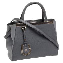 Pre Owned Fendi Grey Leather Mini 2jours Tote