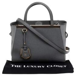 Pre Owned Fendi Grey Leather Mini 2jours Tote