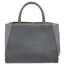 Pre Owned Fendi Grey Leather Mini 2jours Tote