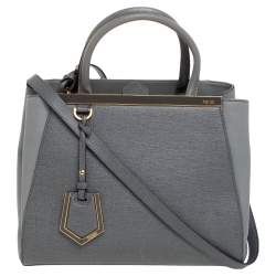 Pre Owned Fendi Grey Leather Mini 2jours Tote