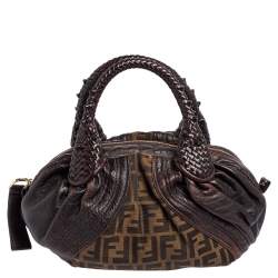 Pre Owned Fendi Tobacco Zucca Canvas and Leather Baby Spy Bag