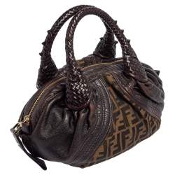 Pre Owned Fendi Tobacco Zucca Canvas and Leather Baby Spy Bag