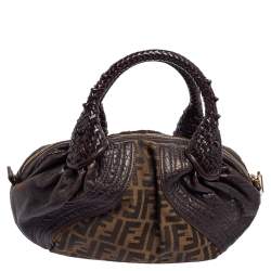 Pre Owned Fendi Tobacco Zucca Canvas and Leather Baby Spy Bag
