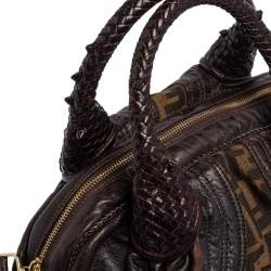 Pre Owned Fendi Tobacco Zucca Canvas and Leather Baby Spy Bag