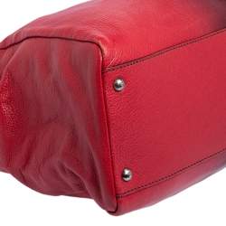 Pre Owned Fendi Ombre Red Leather Large Peekaboo Top Handle Bag